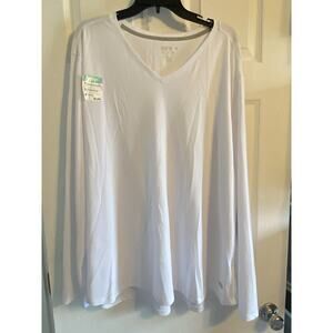 Reel Legends Women's Plus Freeline White V-Neck Quick Dry UPF 30 L/S Top 4X